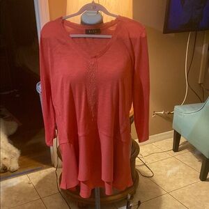 BKE Orange 3/4 Sleeve Boxy Tunic